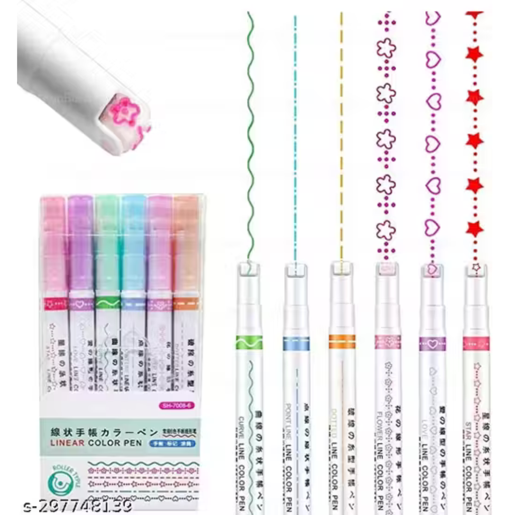 Stylo surligneur de courbe 6 pièces