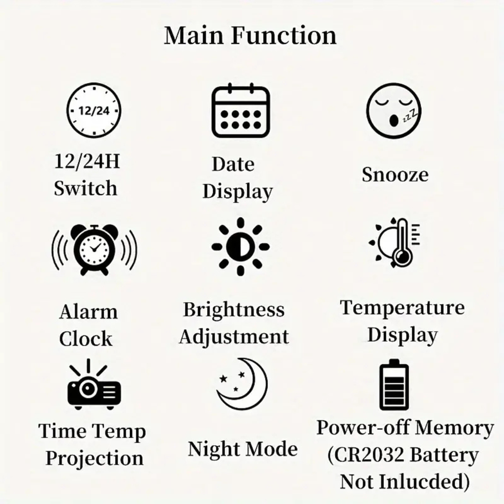 Réveil numérique avec fonctions projection