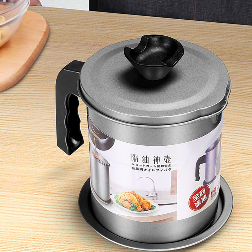 Récipient filtre à huile de cuisine avec passoire