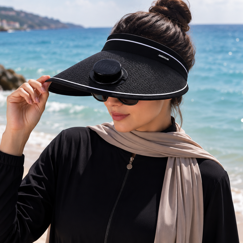 Visière Solaire avec Ventilateur Intégré Rechargeable
