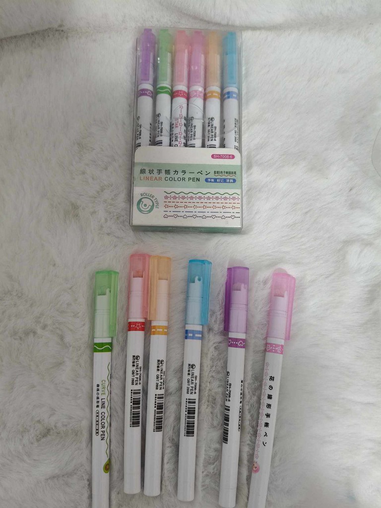 Stylo surligneur de courbe 6 pièces