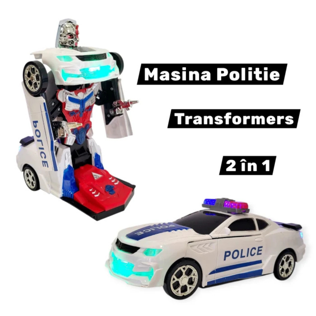 Voiture de Police Transformable en Robot 2-en-1