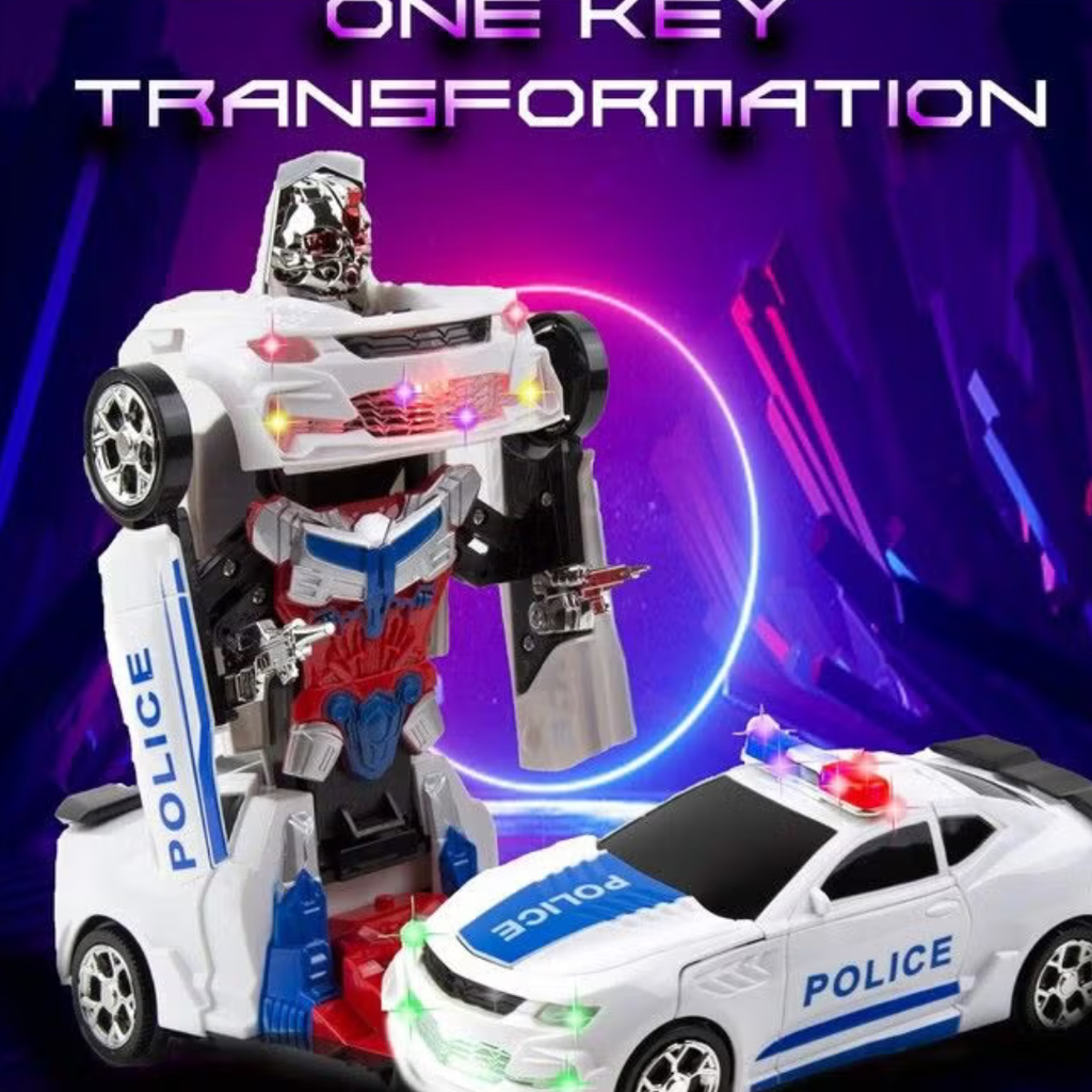 Voiture de Police Transformable en Robot 2-en-1