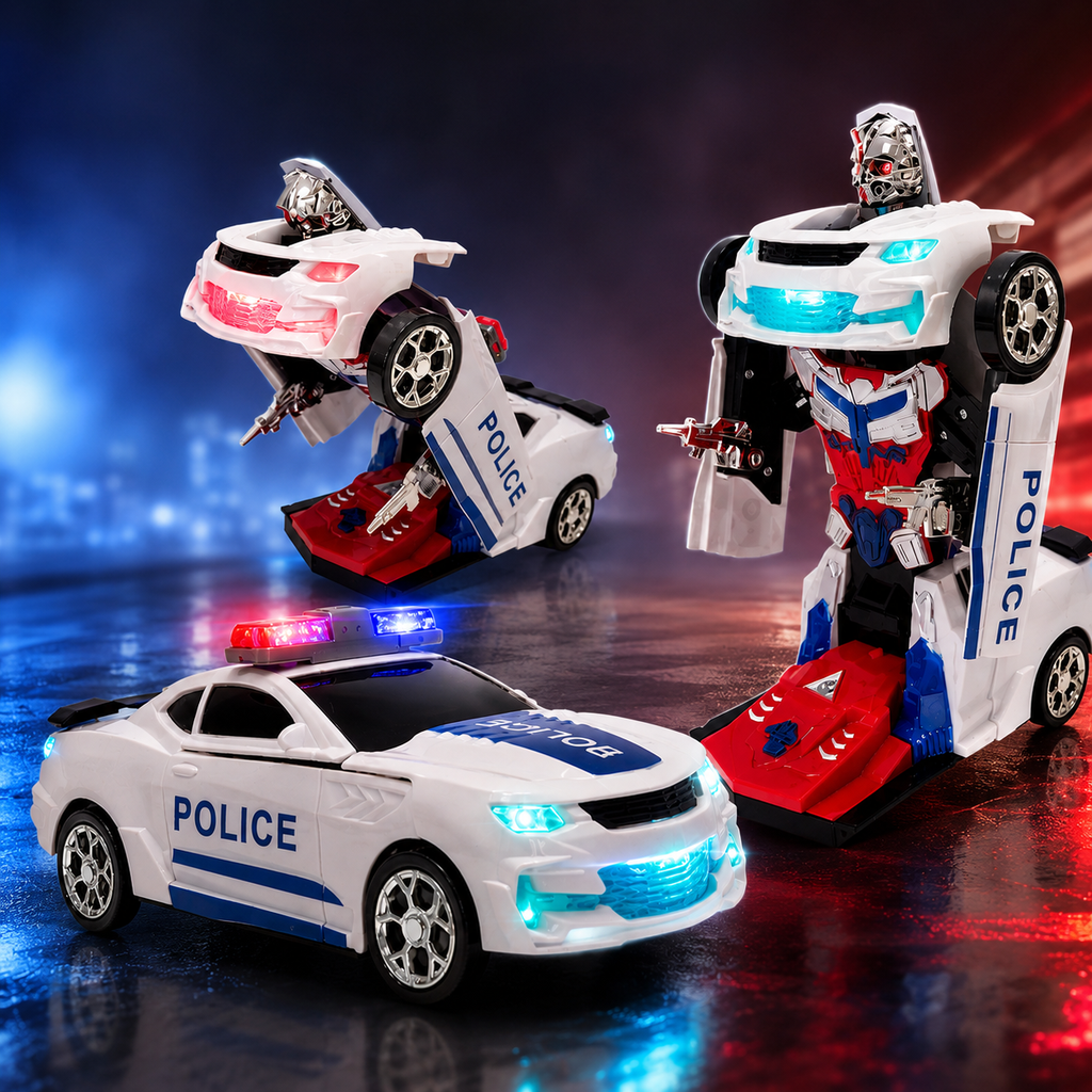 Voiture de Police Transformable en Robot 2-en-1